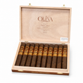 Open box of 10 Oliva Serie V Melanio Maduro Double Toro cigars